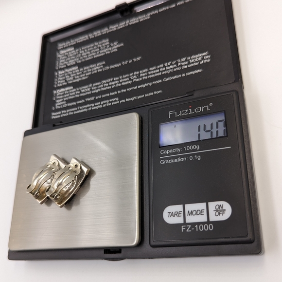 Vintage Taxco Mexico Sterling Onyx Inlay Half Polkadot Design Clip on Earrings - Picture 11 of 11